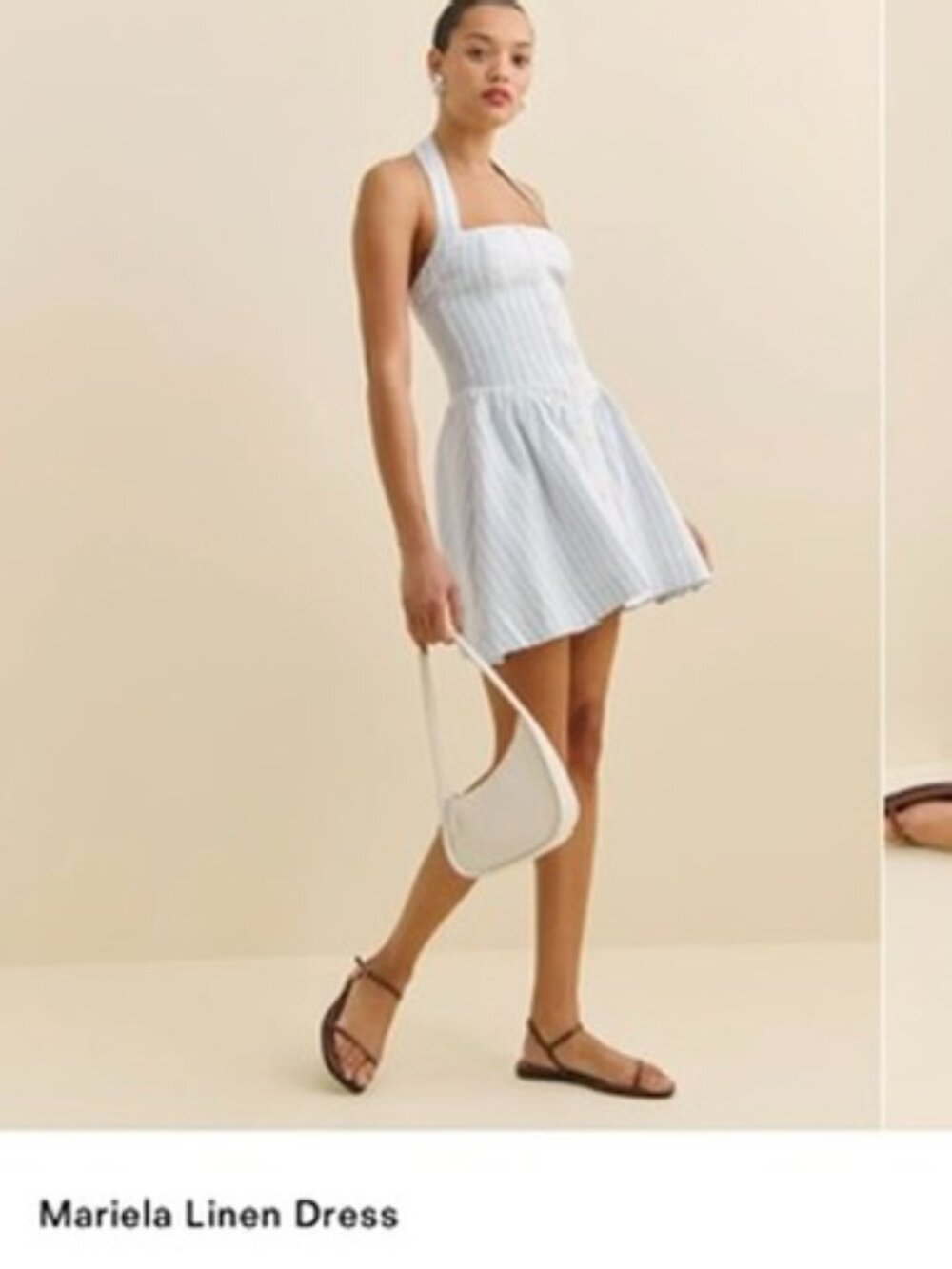 Reformation Blue and White Striped Halter Dress NWT